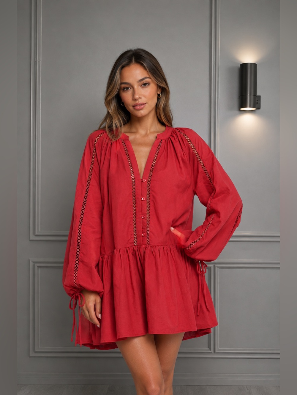 Petal & Pup Hart Long Sleeve Mini Dress Small B2844